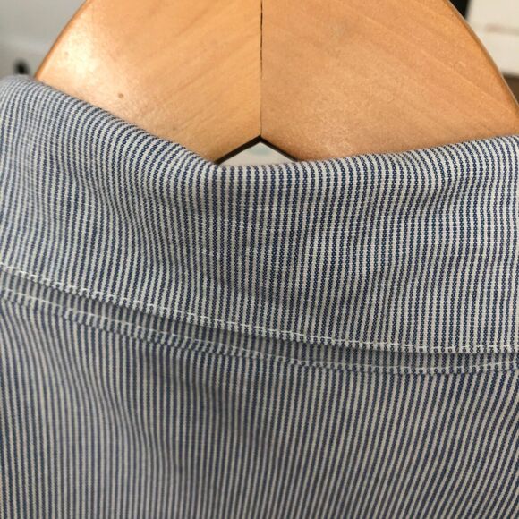 Venezla Womens 3/4 Sleeve Striped V Neck Button Front Shirt Top Blue Size 14-16 - Picture 8 of 13